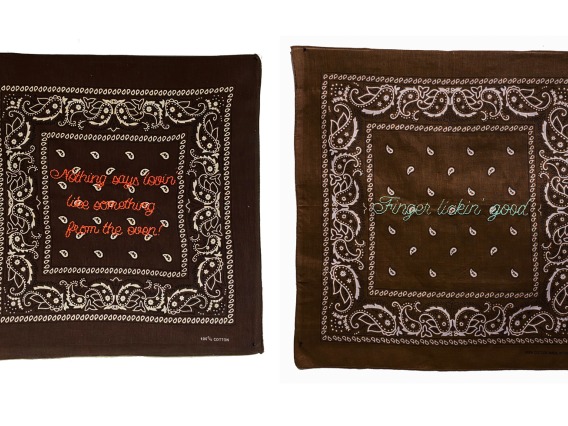 Hand Embroidery on brown bandana